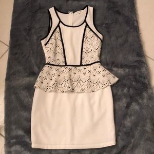 Sugarlips Black and White Peplum Dress -XS